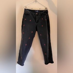 Hollister Charcoal Rose Curvy High Rise Mom Jean